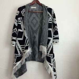 Zoe Baer fringed blanket style waterfall cardigan